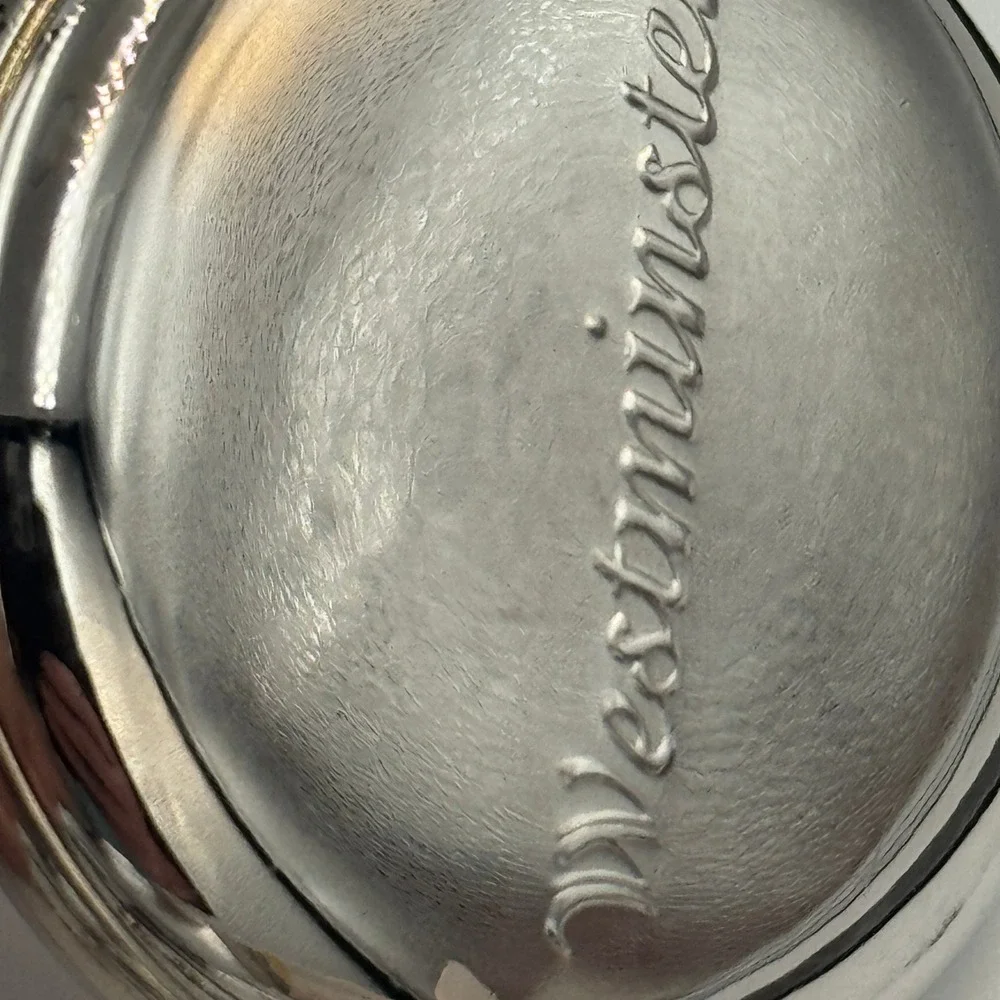 Westminster Wolf Pocket Watch Silver‎ Tone Hunter Case Wildlife Graphic & Chain